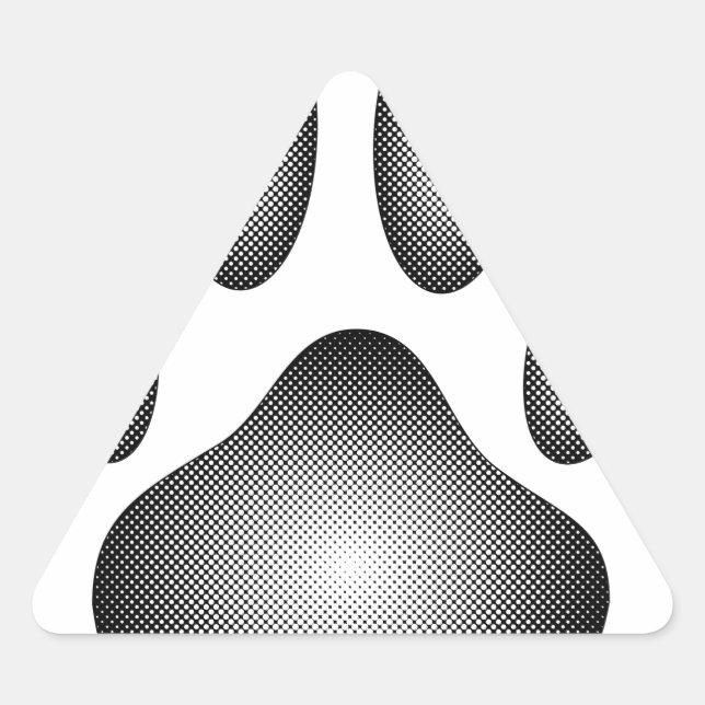 Dog Paw Print In Black and White Gradients Triangle Sticker (Front)