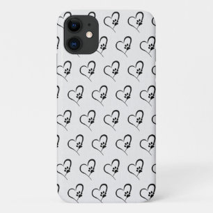 Dog paw print in black heart Case-Mate iPhone case