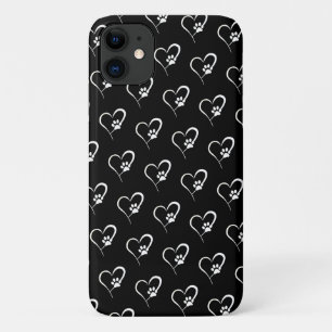 Dog paw print in white heart Case-Mate iPhone case