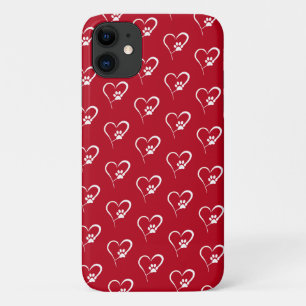 Dog paw print in white heart Case-Mate iPhone case