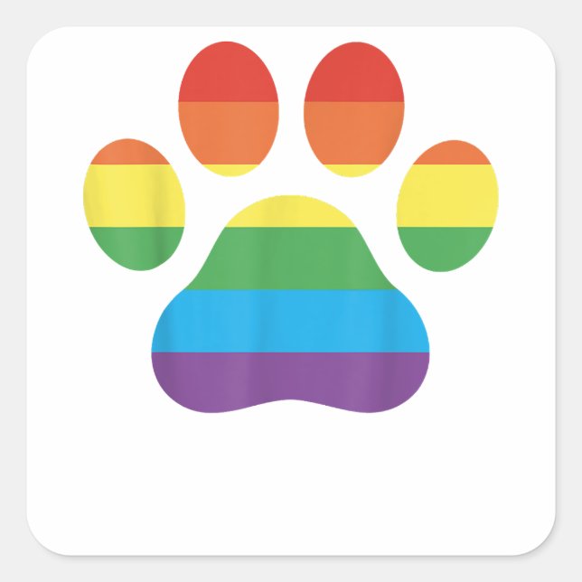 Dog Paw Print LGBTQ Rainbow Flag Gay Pride Ally Do Square Sticker (Front)