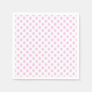 Dog Paw Print Light Pink White Background Napkin