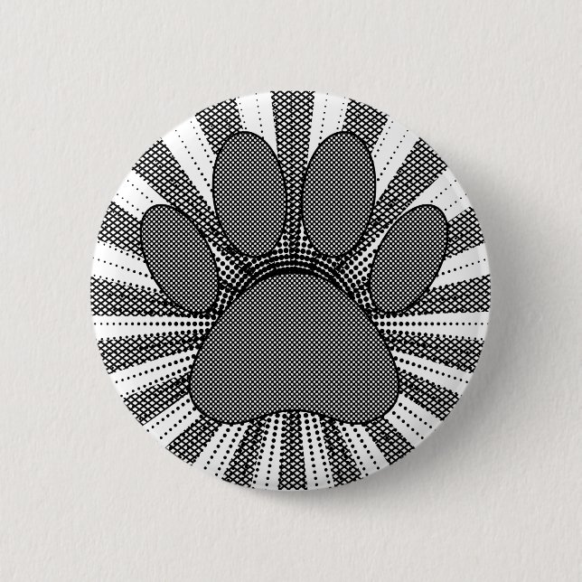Dog Paw Print Manga Style 6 Cm Round Badge (Front)