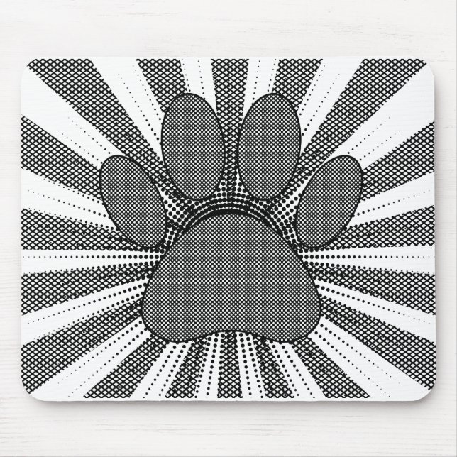 Dog Paw Print Manga Style Mouse Mat (Front)