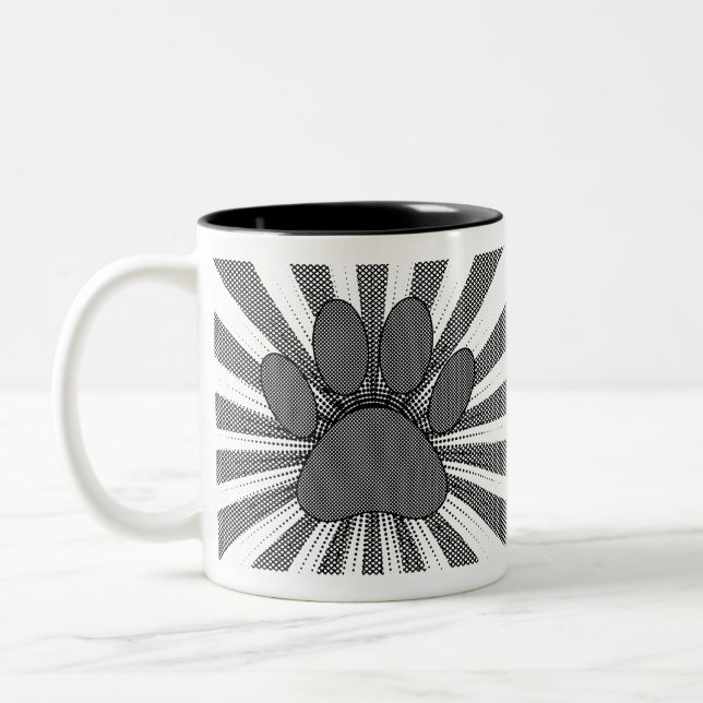 Dog Paw Print Manga Style Two-Tone Coffee Mug (Left)