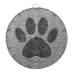 Dog Paw Print On Black And White Waves Dartboard