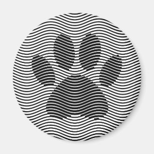 Dog Paw Print On Black And White Waves Magnet