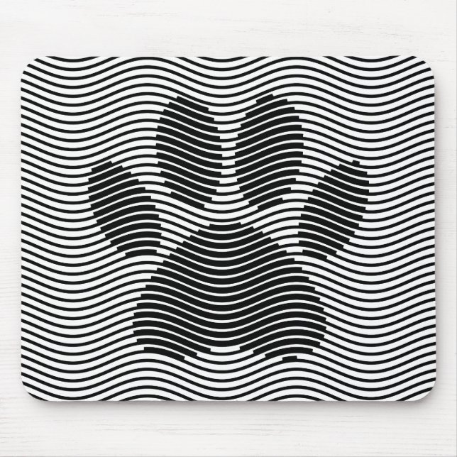 Dog Paw Print On Black And White Waves Mouse Mat (Front)