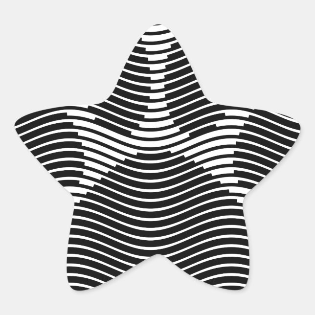 Dog Paw Print On Black And White Waves Star Sticker (Front)