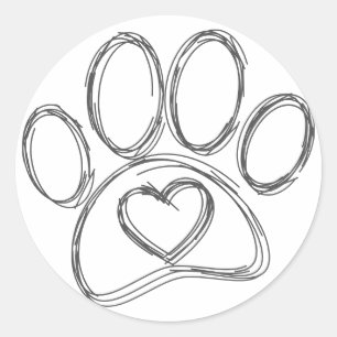 Dog Paw Print Outline Classic Round Sticker