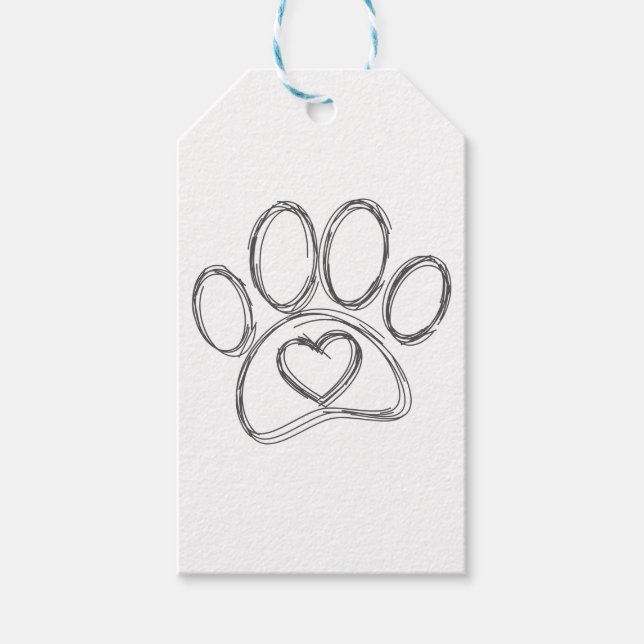 Dog Paw Print Outline Gift Tags (Front)