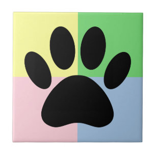 Dog Paw Print Pastel Colours Custom Tile