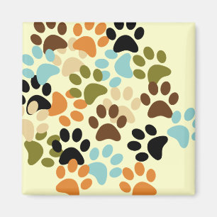Dog paw print pattern magnet