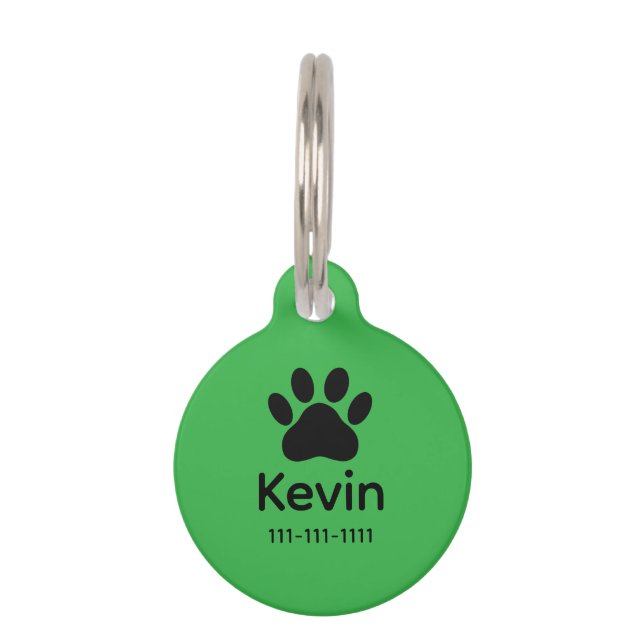 Dog Paw Print Personalised Name Pet Tag (Front)
