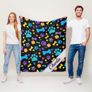 Dog Paw Print Pet Fleece Blanket