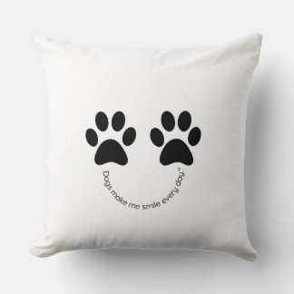Dog Paw Print Pillow Dogs Make Me Smile Every Day