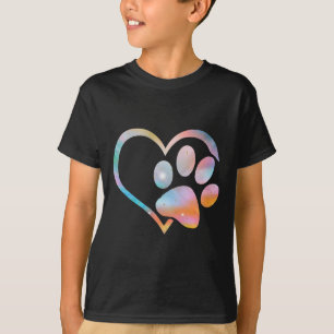 Dog Paw Print Psychedelic Tie Dye English Bulldog T-Shirt
