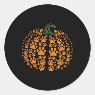 Dog Paw Print Pumpkin Autumn Fall Animal Lover Hal Classic Round Sticker
