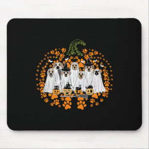 Dog Paw Print Pumpkin Autumn Fall Ghost Dog Spooky Mouse Mat