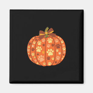 Dog Paw Print Pumpkin Bow Autumn Fall Halloween An Magnet