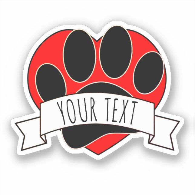 Dog Paw Print Red Heart Banner (Front)