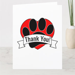 Dog Paw Print Red Heart Banner Thank You