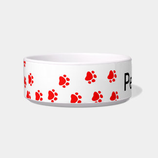 Dog paw print red - pet bowl