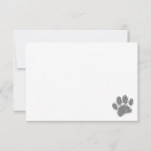 Dog Paw Print Rubber Stamp Effect Blank Card