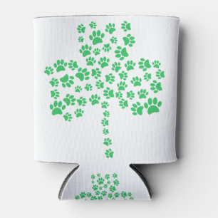 Dog Paw Print Shamrock Can Cooler