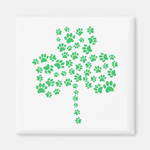 Dog Paw Print Shamrock Magnet