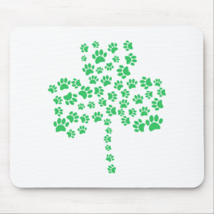 Dog Paw Print Shamrock Mouse Mat