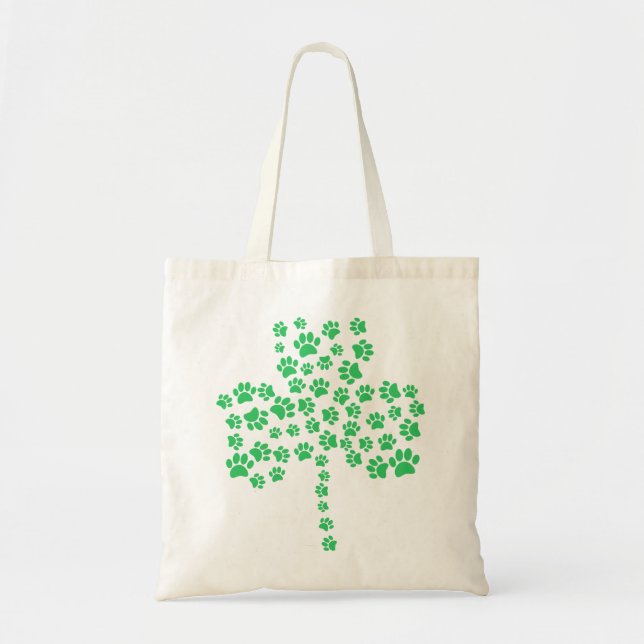 Dog Paw Print Shamrock Tote Bag (Front)