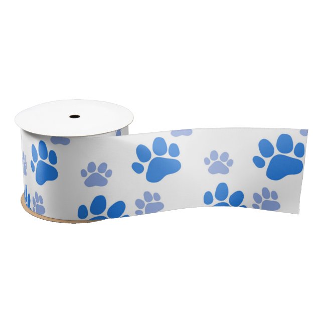 Dog Paw Print Simple Animal Lover Cute Puppies Satin Ribbon (Spool)