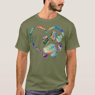 Dog Paw Print Tie Dye Rainbow Dog Lover Rescue T-Shirt