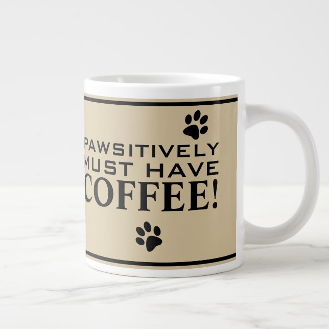 Dog Paw Print Typography Coffee Lover's Speciality Large Coffee Mug (Right)