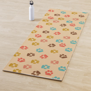 Dog Paw Print Vintage Animal Lover Colourful Yoga Mat