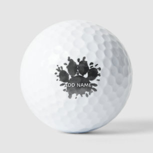 Dog Paw Print Watercolor Canine Paw Custom Name Golf Balls