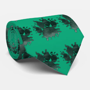 Dog Paw Print Watercolor Canine Paw Green Tie