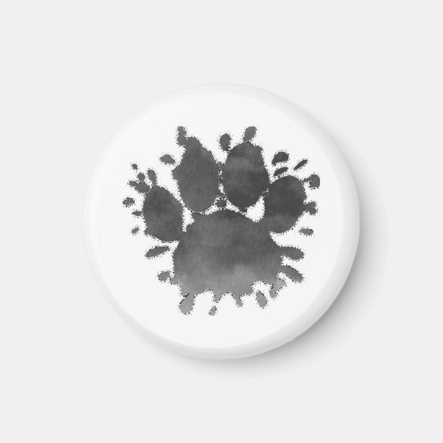 Dog Paw Print Watercolor Canine Paw Magnet (Front)