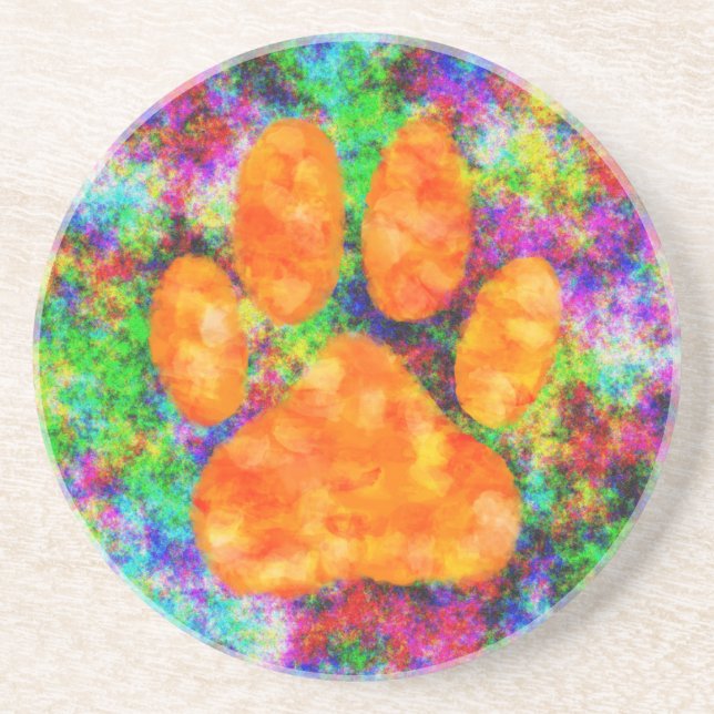 Dog Paw Print Watercolor Coaster (Front)