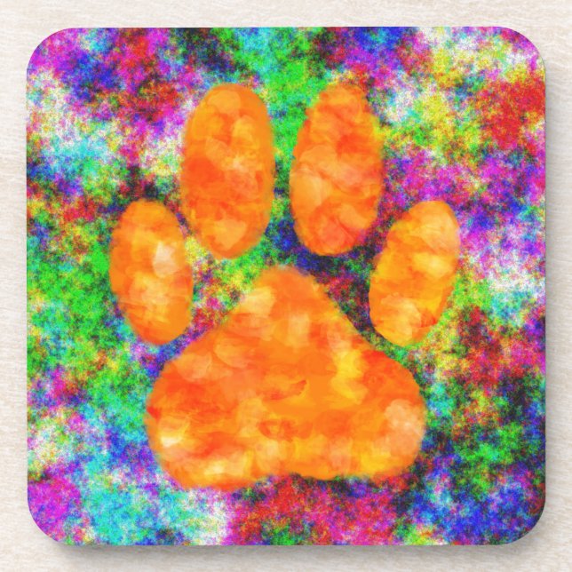 Dog Paw Print Watercolor Coaster (Front)