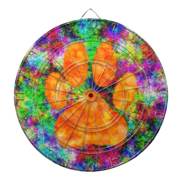 Dog Paw Print Watercolor Dartboard (Front)