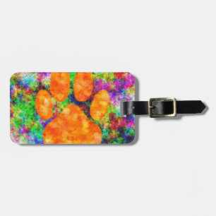 Dog Paw Print Watercolor Luggage Tag
