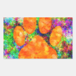 Dog Paw Print Watercolor Rectangular Sticker