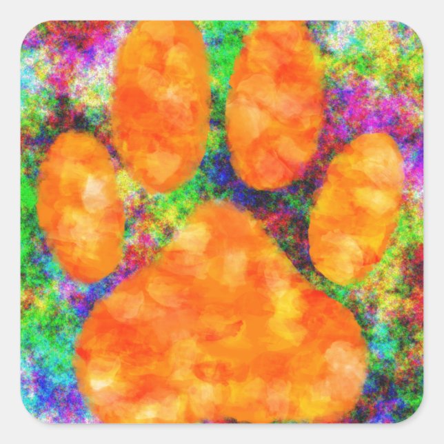 Dog Paw Print Watercolor Square Sticker (Front)
