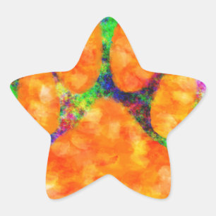 Dog Paw Print Watercolor Star Sticker