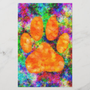 Dog Paw Print Watercolor Stationery