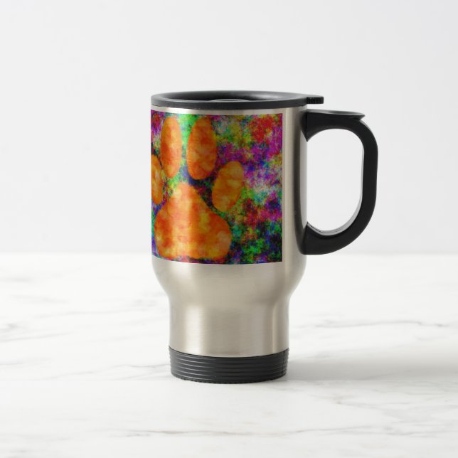 Dog Paw Print Watercolor Travel Mug (Right)
