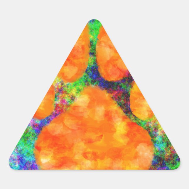 Dog Paw Print Watercolor Triangle Sticker (Front)