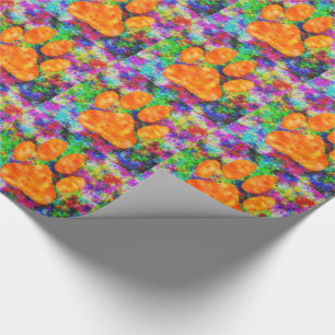 Dog Paw Print Watercolor Wrapping Paper